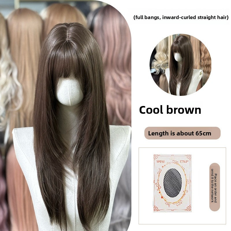 Full Wig Long Straight Curly Hair Big Waves