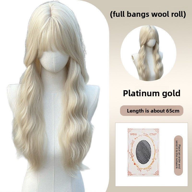 Full Wig Long Straight Curly Hair Big Waves