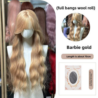 Full Wig Long Straight Curly Hair Big Waves
