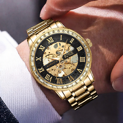 Fully automatic mechanical watch with open case design for men