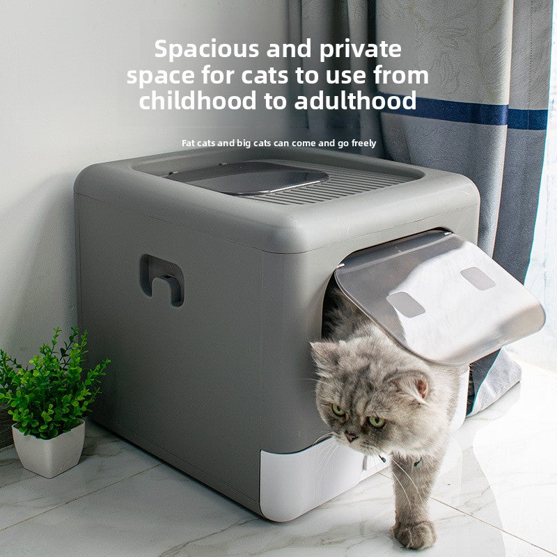 Fully enclosed cat litter box