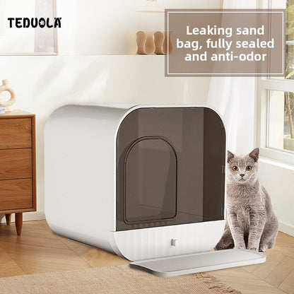 Fully enclosed cat litter box