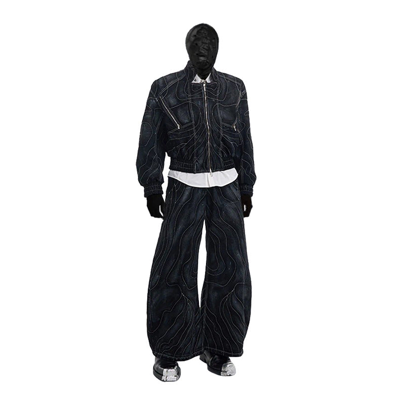 Functional style embroidered denim jacket