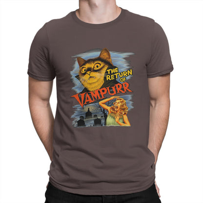 Funny Vampire Cat Print Cotton T-Shirt for Men