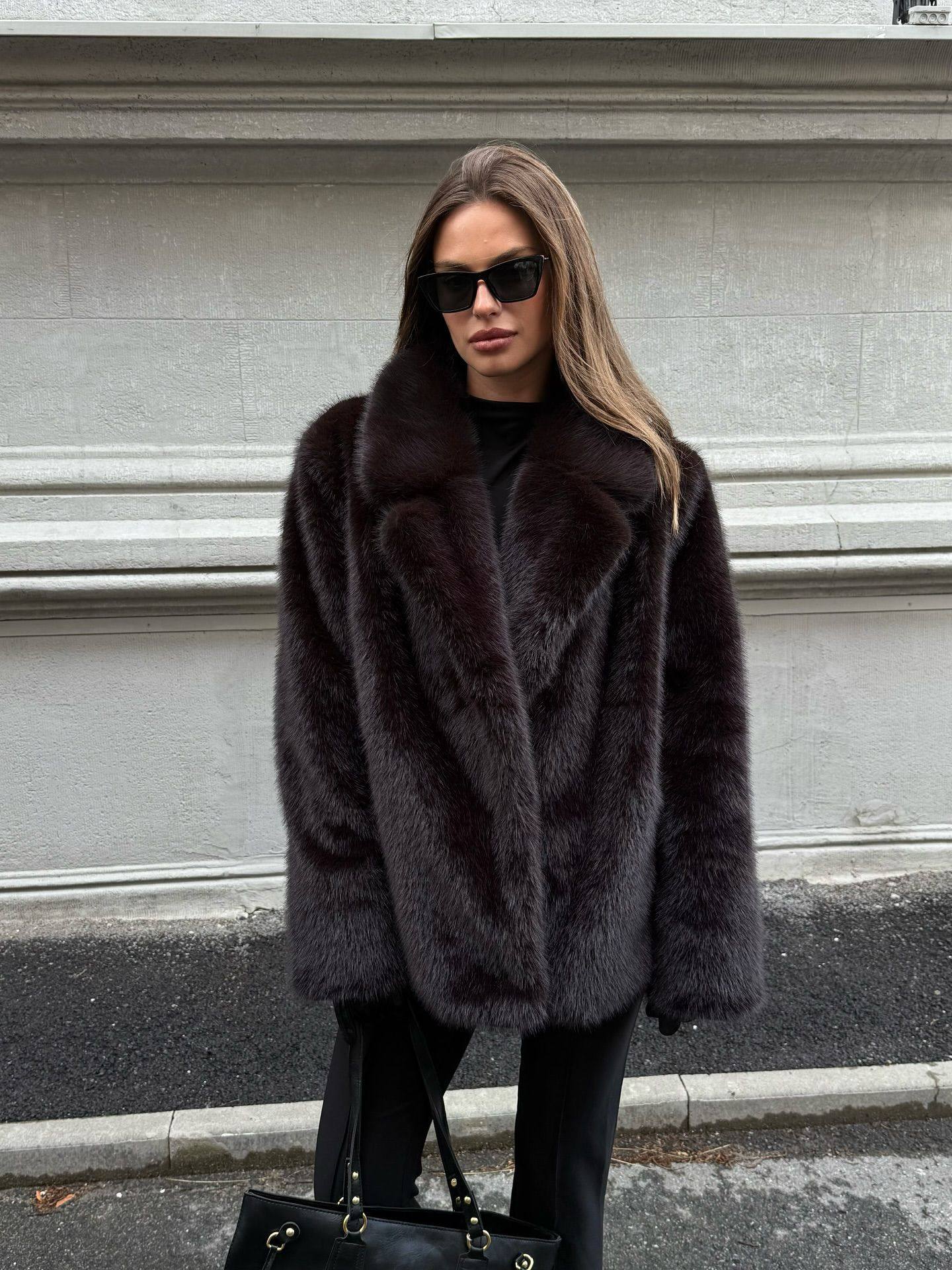 Fur coat of fox skin