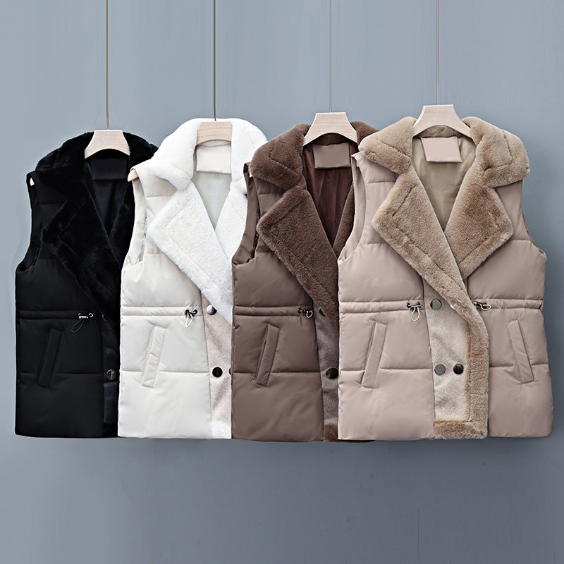 Fur-coated down-filled cotton jacket