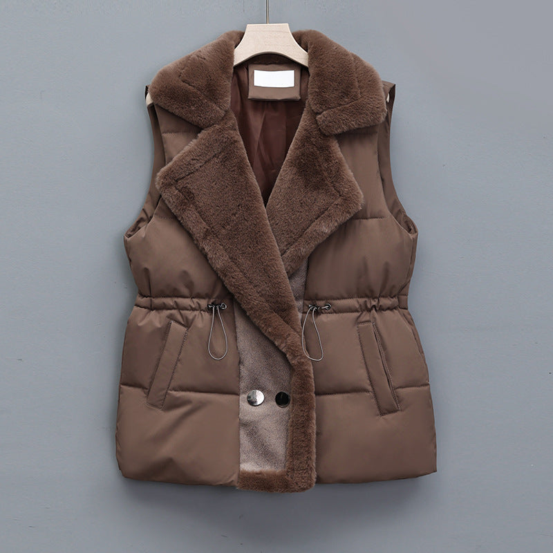 Fur-coated down-filled cotton jacket