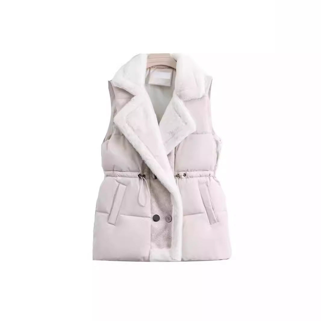 Fur-coated down-filled cotton jacket