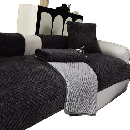 Fur-covered sofa cover