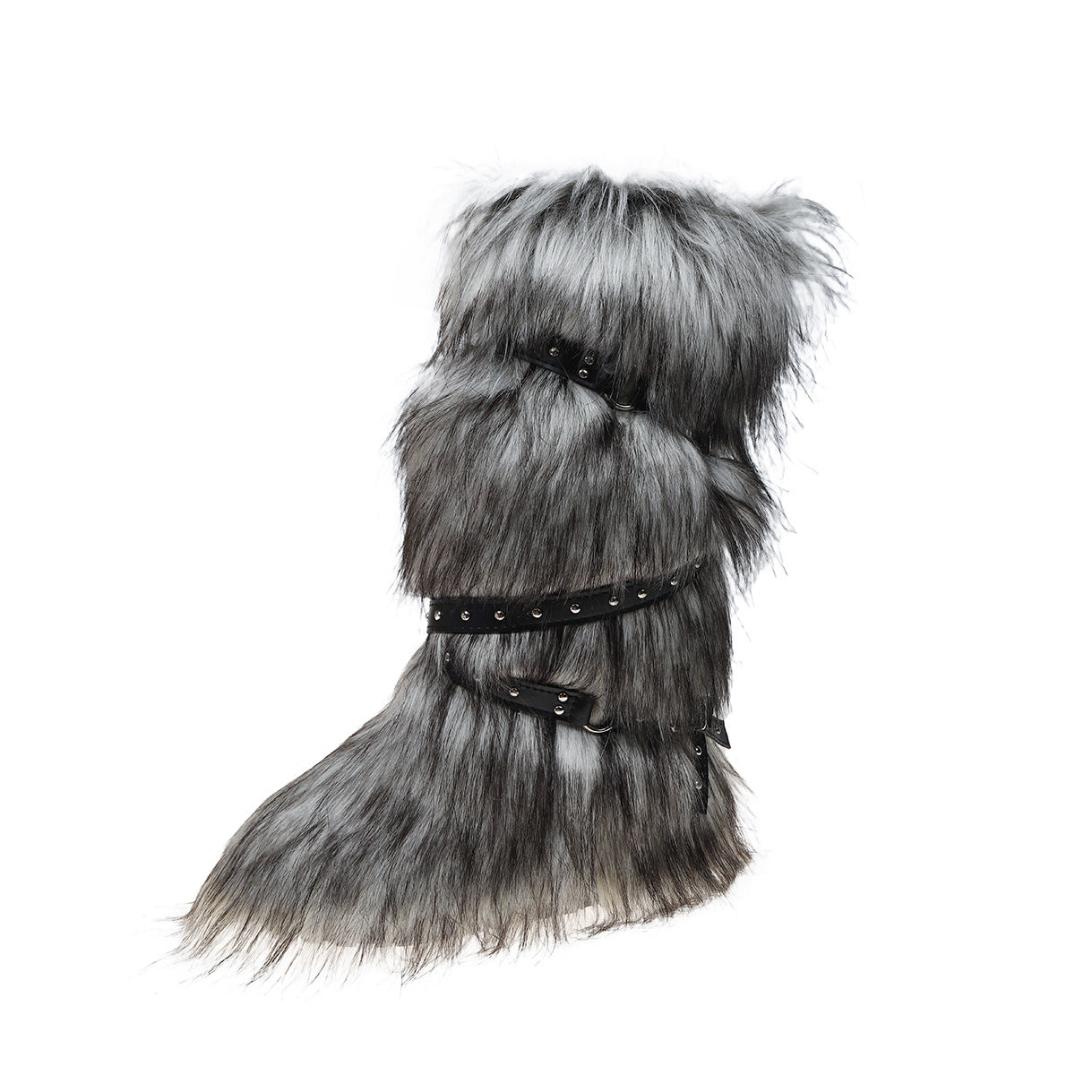 Fur Trim Snow Boots with Buckle