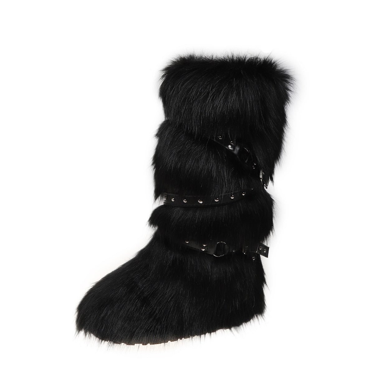 Fur Trim Snow Boots with Buckle