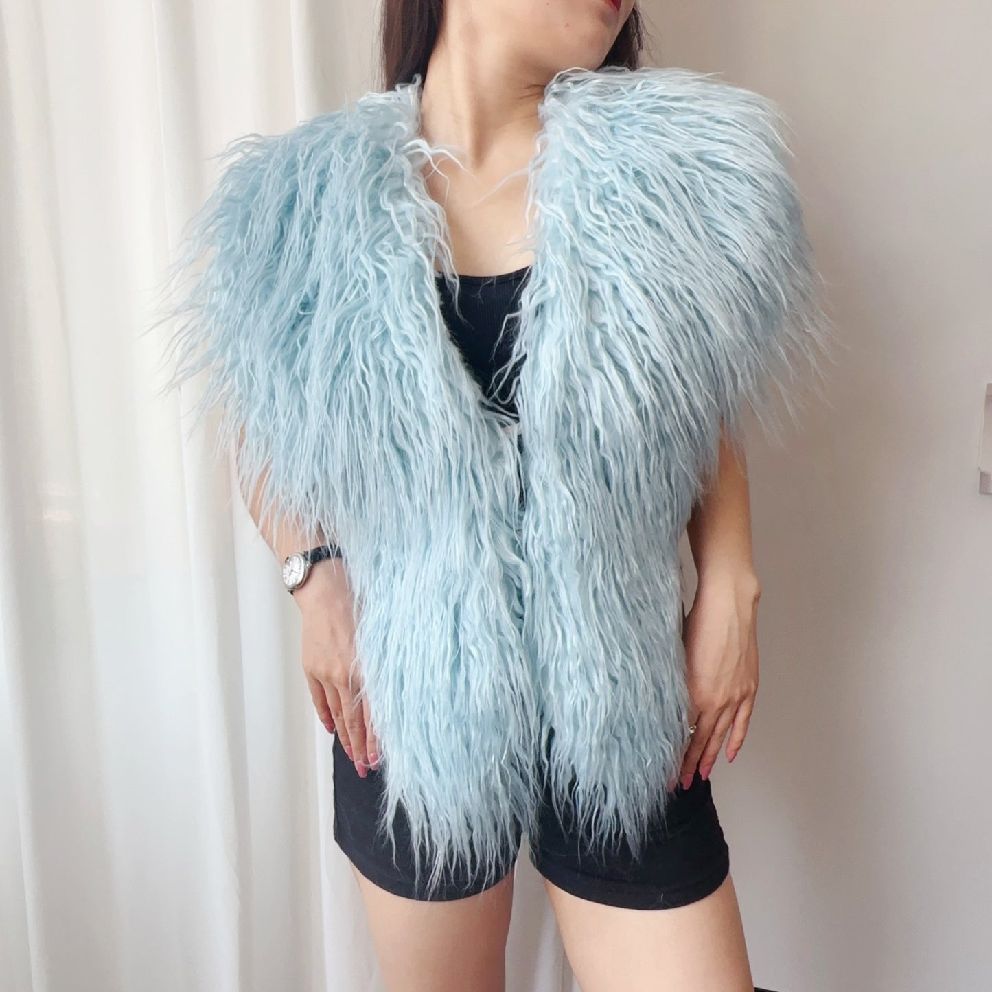 Fur Vest Imitation Beach Wool Sexy Big Backless Halter Top