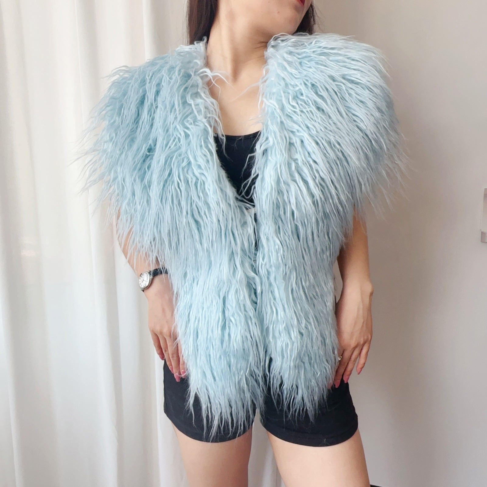 Fur Vest Imitation Beach Wool Sexy Big Backless Halter Top