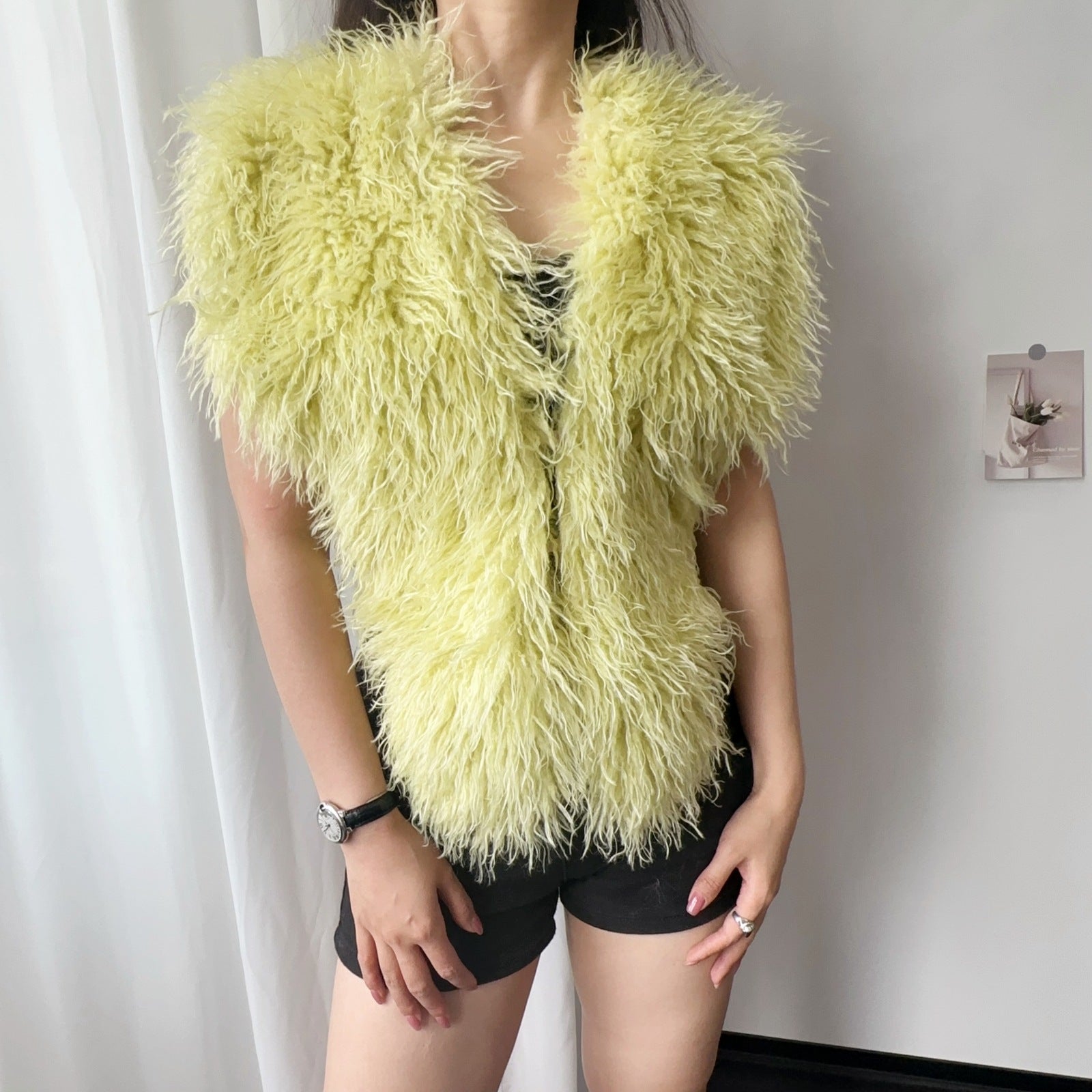 Fur Vest Imitation Beach Wool Sexy Big Backless Halter Top
