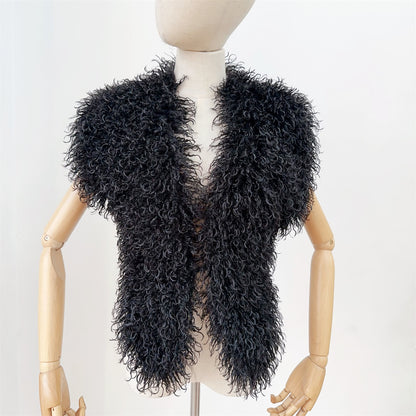 Fur Vest Imitation Beach Wool Sexy Big Backless Halter Top