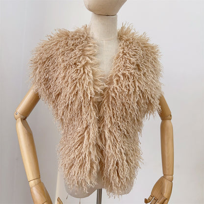 Fur Vest Imitation Beach Wool Sexy Big Backless Halter Top