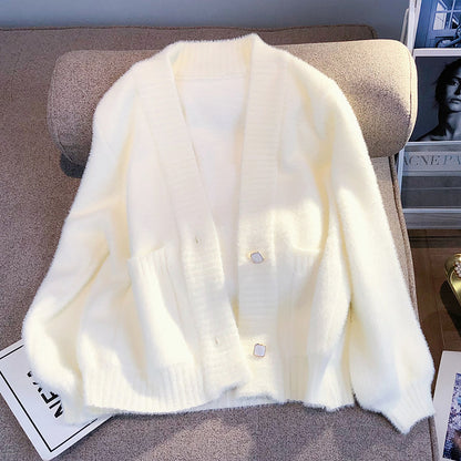 Furry Knitted Sweater Cardigan for Women