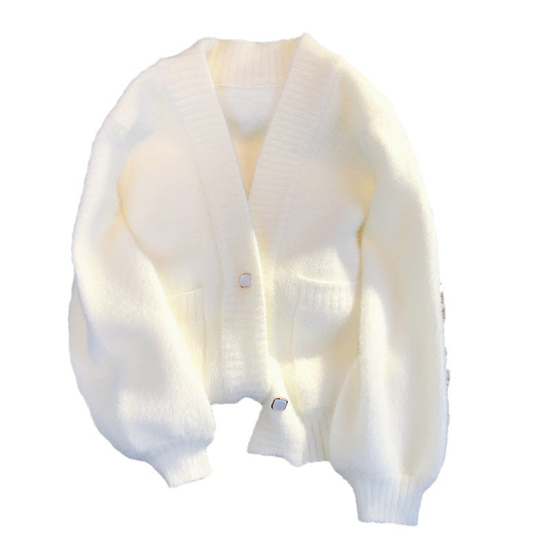 Furry Knitted Sweater Cardigan for Women