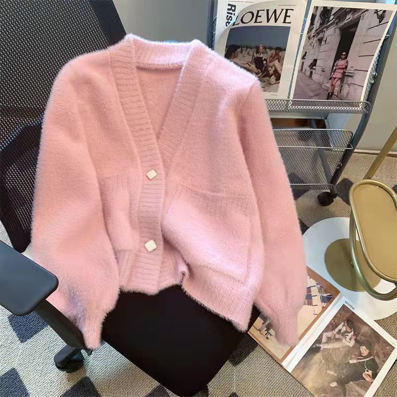 Furry Knitted Sweater Cardigan for Women