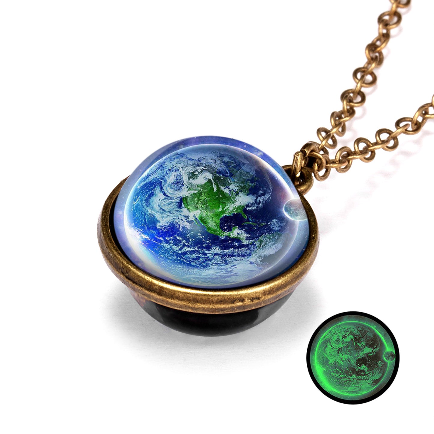 Galaxy Luminous Double-Sided Geometric Pendant Necklace