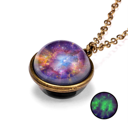 Galaxy Luminous Double-Sided Geometric Pendant Necklace