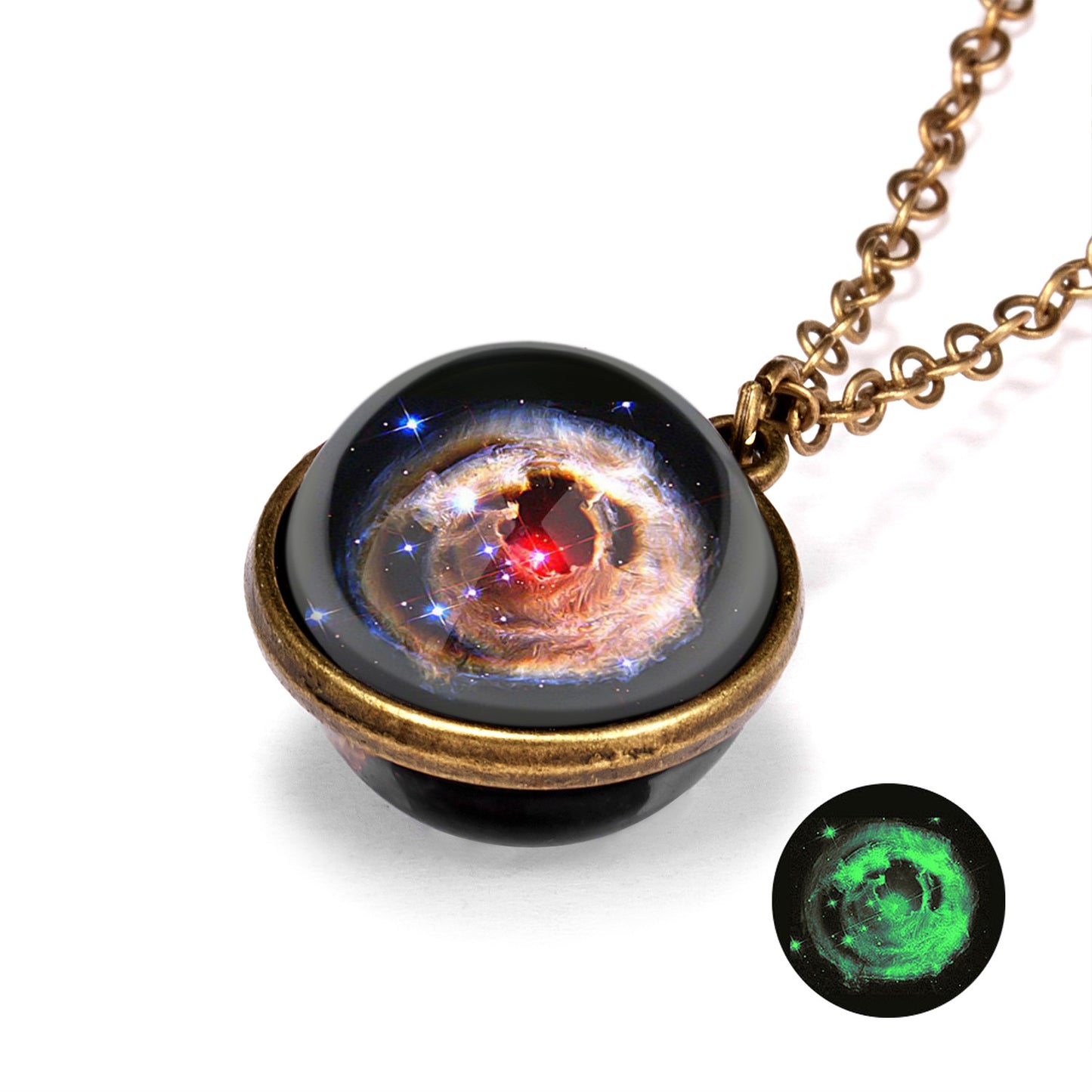 Galaxy Luminous Double-Sided Geometric Pendant Necklace