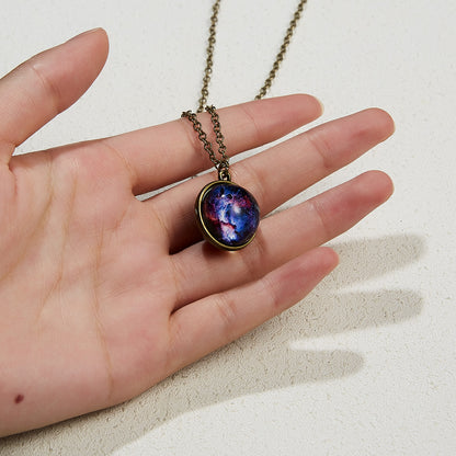 Galaxy Luminous Double-Sided Geometric Pendant Necklace