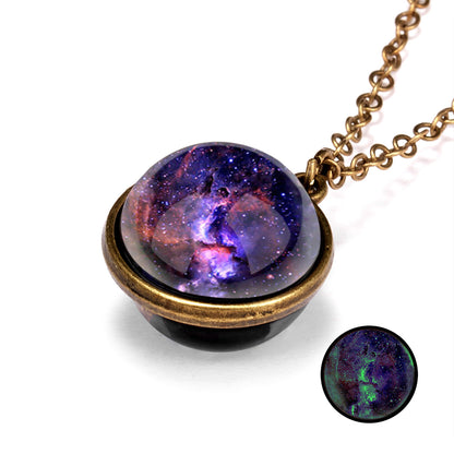 Galaxy Luminous Double-Sided Geometric Pendant Necklace