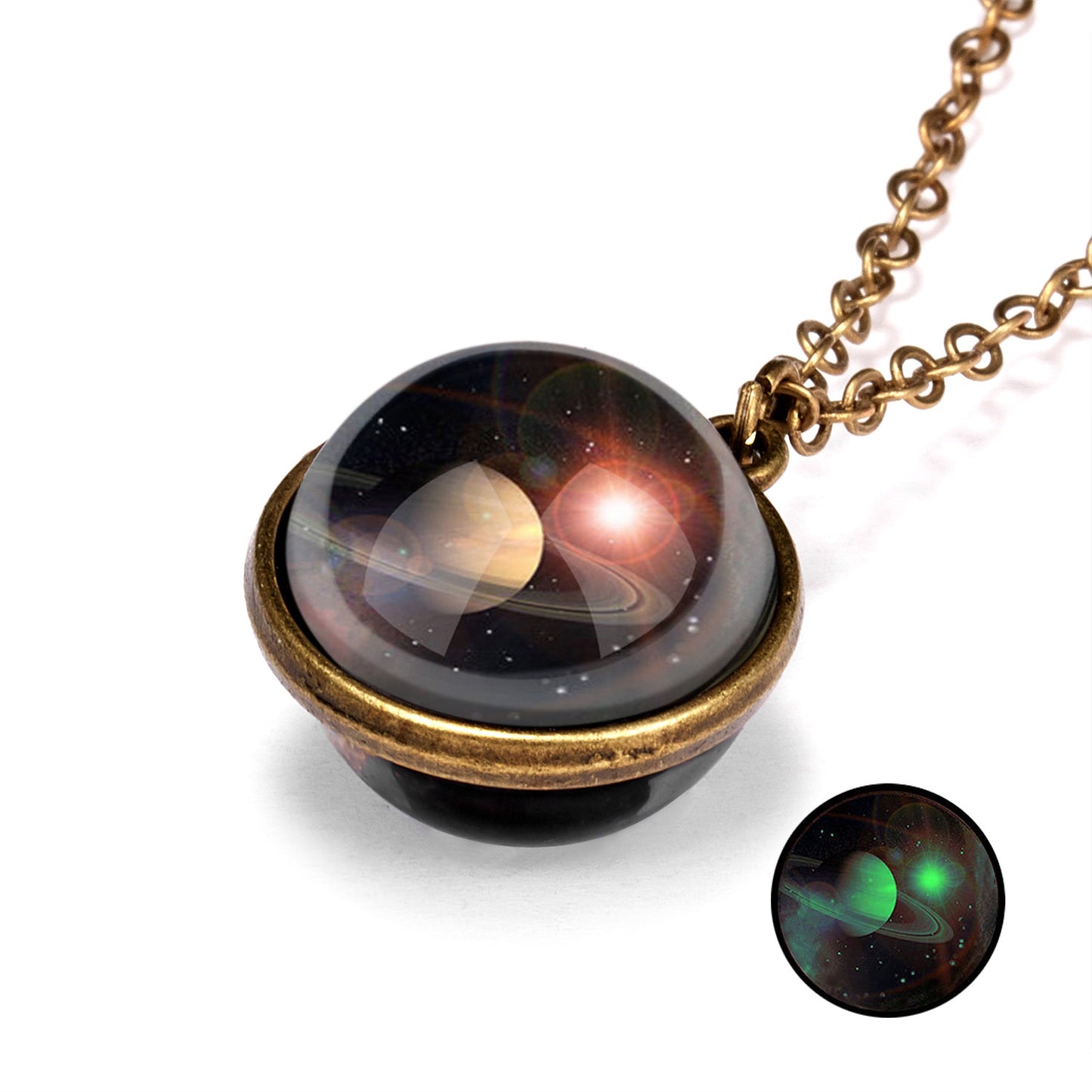Galaxy Luminous Double-Sided Geometric Pendant Necklace