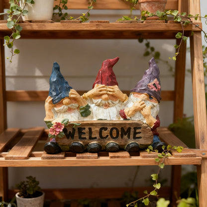 Garden Elf Gnome Welcome Sign Resin Ornament