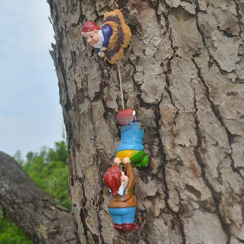 Garden Hanging Ornament: Dwarf Climbing an Elderly Man