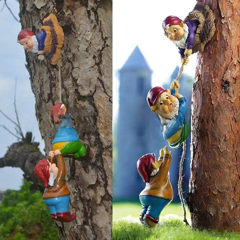 Garden Hanging Ornament: Dwarf Climbing an Elderly Man
