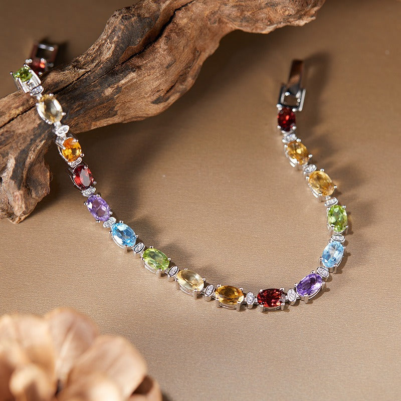 Garnet Citrine Geometric Bracelet