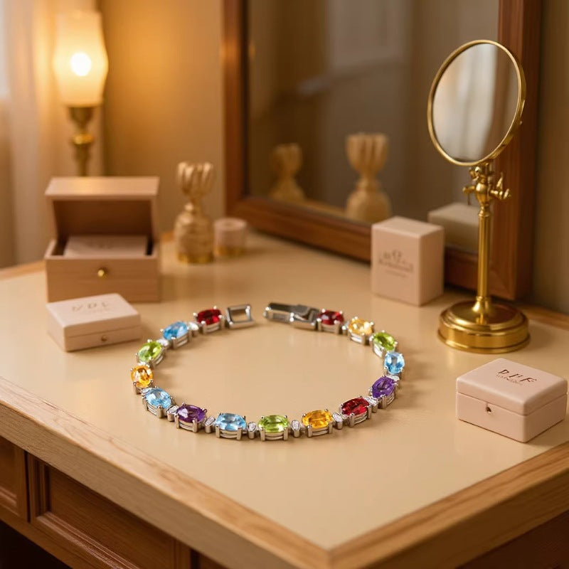 Garnet Citrine Geometric Bracelet