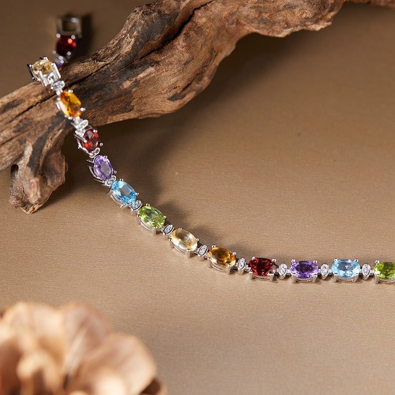 Garnet Citrine Geometric Bracelet