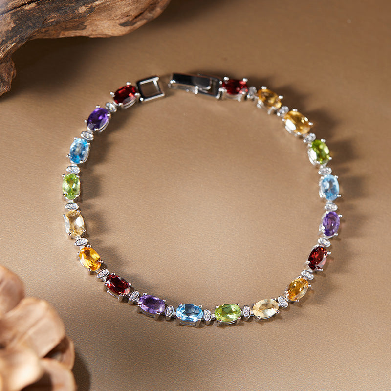 Garnet Citrine Geometric Bracelet