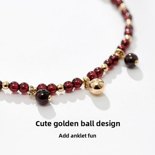 Garnet Crystal Anklet Women Fashion Wave Design