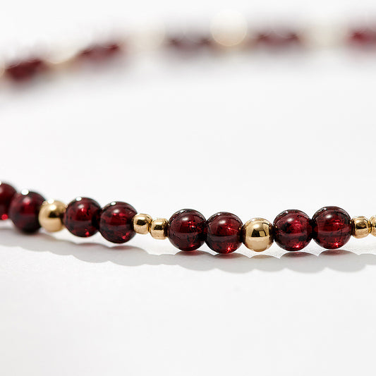 Garnet Crystal Anklet Women Fashion Wave Design
