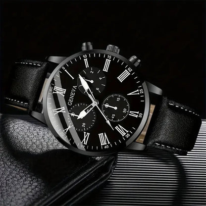 Geneva Men's Leather Belt Watch Set
