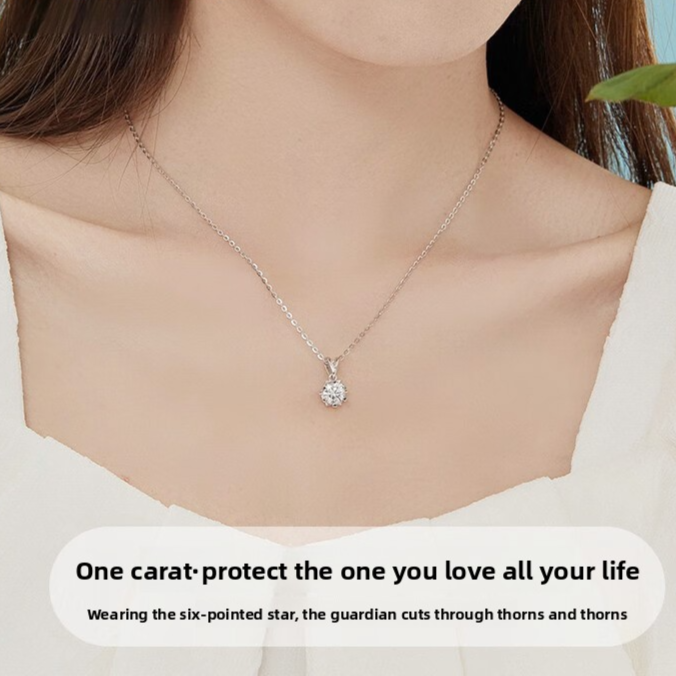 Genuine 1 Carat Moissanite Diamond Necklace for Women