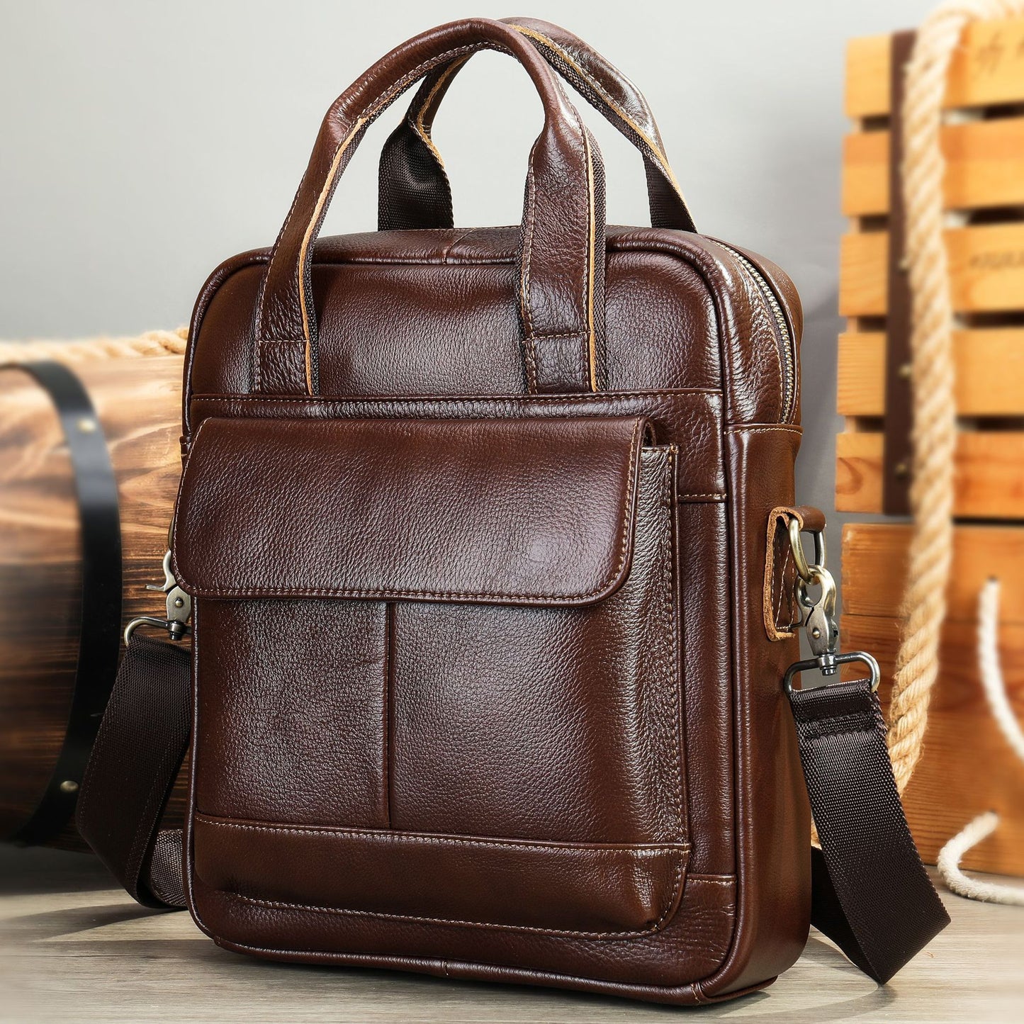 Genuine Cowhide Mens Business Briefcase