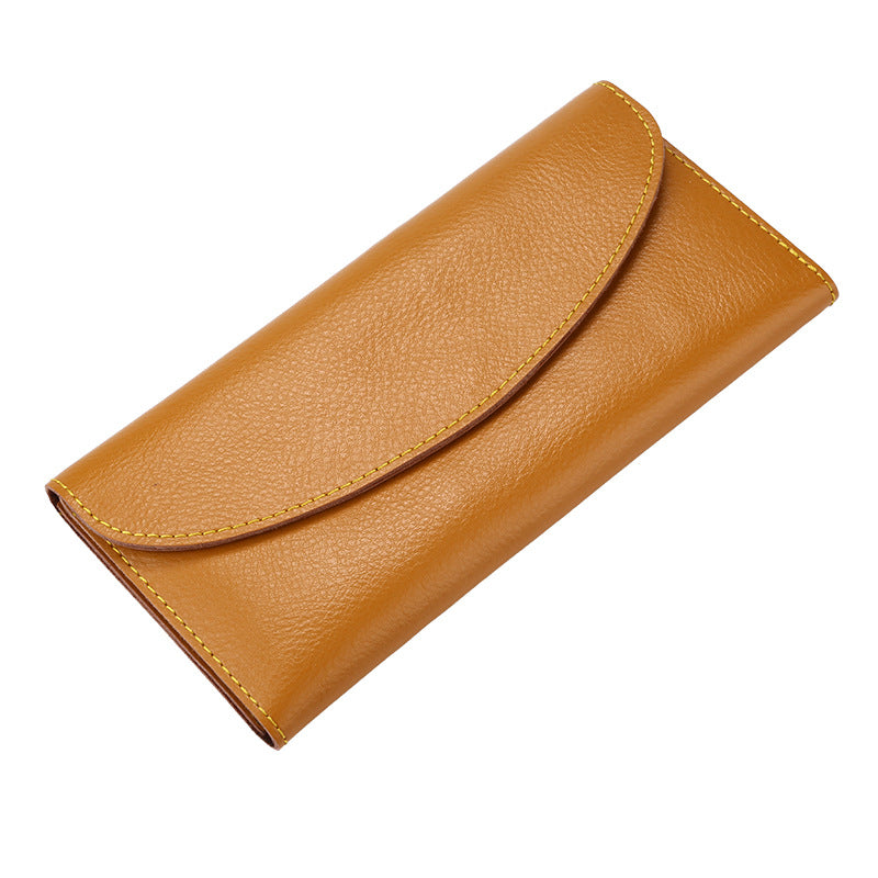 Genuine Cowhide Minimalist Womens Wallet Functional Long Clutch