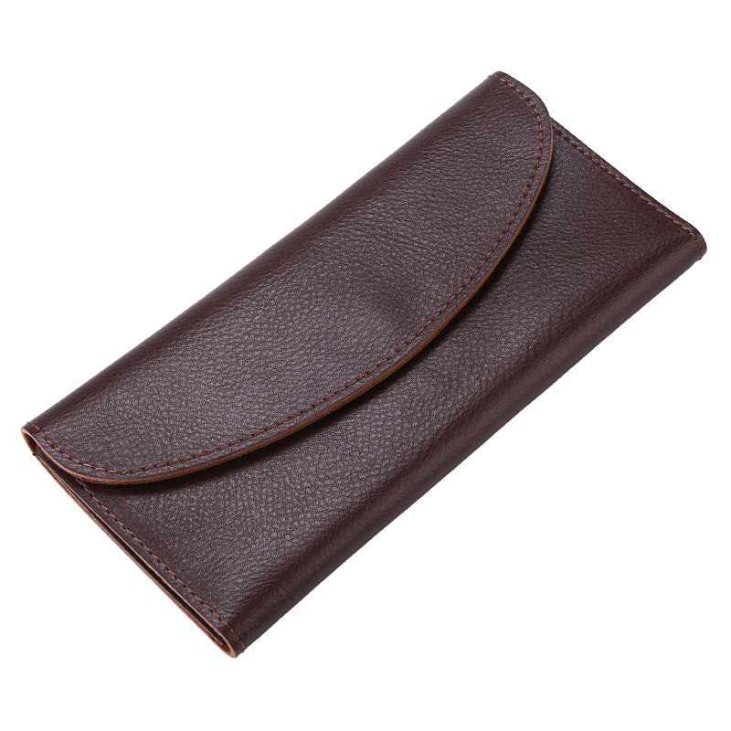 Genuine Cowhide Minimalist Womens Wallet Functional Long Clutch