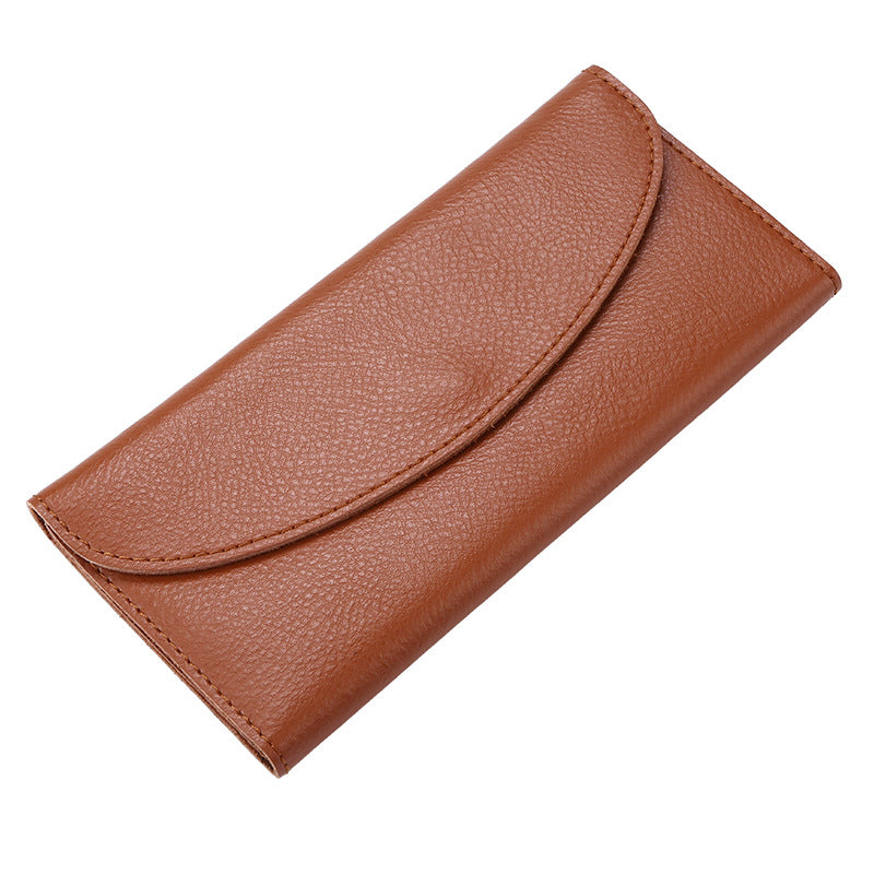 Genuine Cowhide Minimalist Womens Wallet Functional Long Clutch