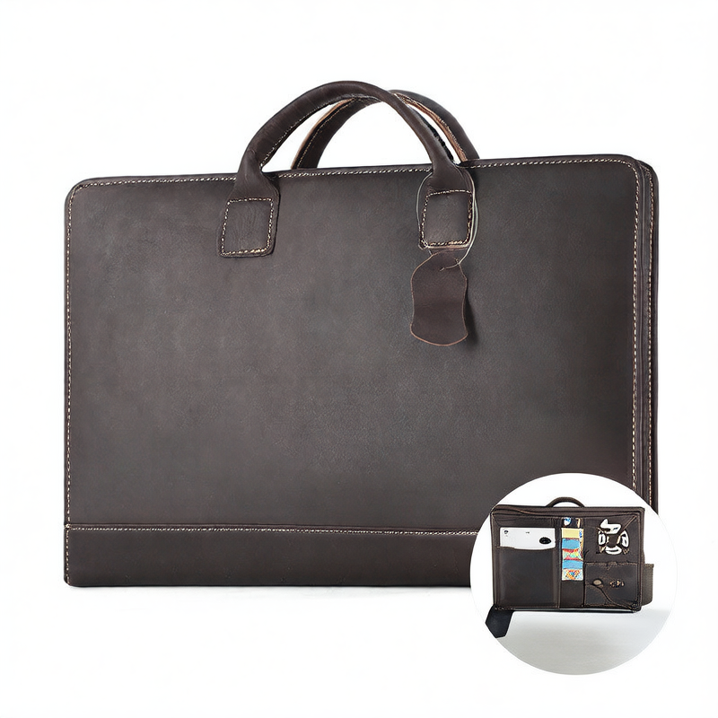 Genuine Leather 15.6 Inch Business Briefcase for Men