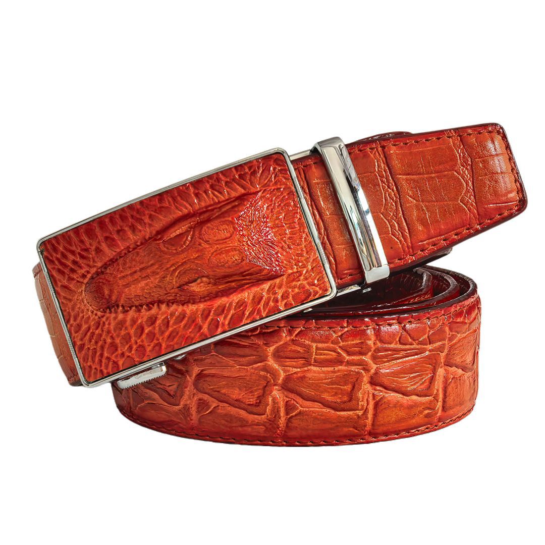 Genuine Leather Automatic Buckle Crocodile Pattern Belt