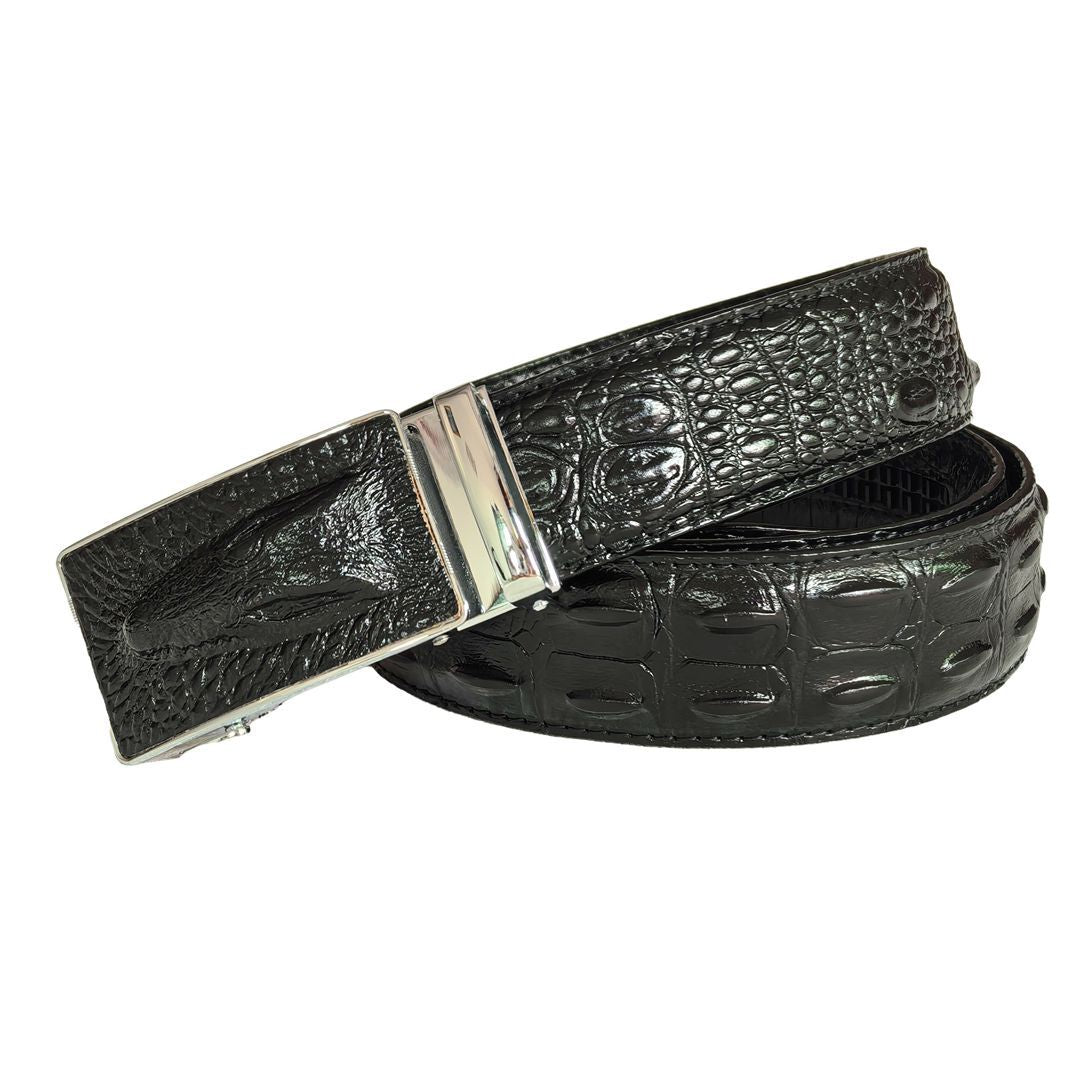 Genuine Leather Automatic Buckle Crocodile Pattern Belt