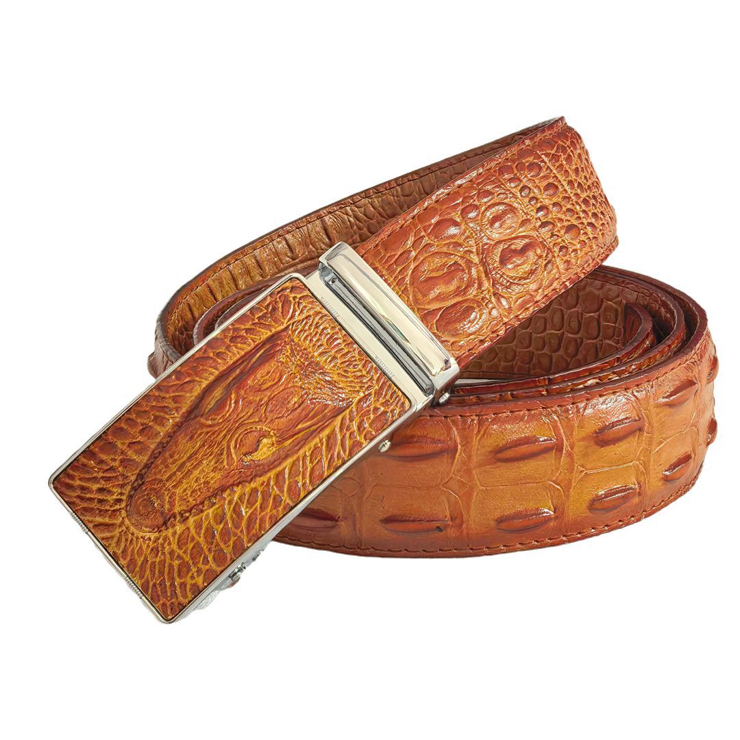 Genuine Leather Automatic Buckle Crocodile Pattern Belt