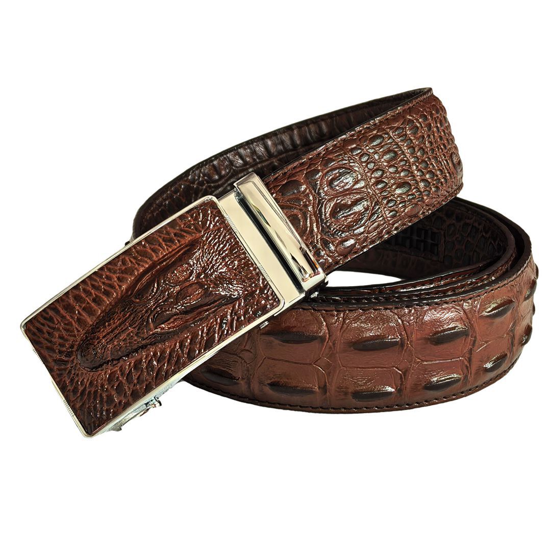 Genuine Leather Automatic Buckle Crocodile Pattern Belt