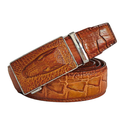 Genuine Leather Automatic Buckle Crocodile Pattern Belt